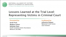 Screenshot of title slide for Lessons Learned at the Trial Level training 