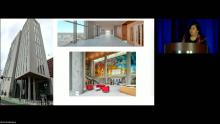 Images of courtrooms and speaker.